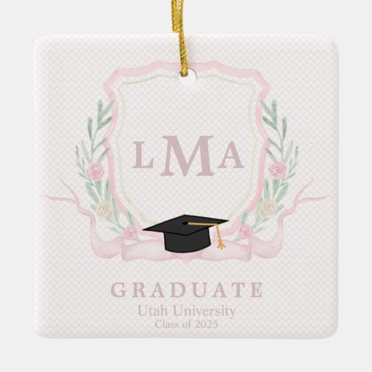 Coquette monogram Afstuderen Keramisch Ornament (Voorkant)