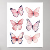 Coquette Mur Art Clair Papillons Rose Poster (Devant)