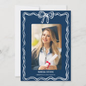 Coquette Navy Bow Foto Afstuderen Aankondiging (Voorkant)