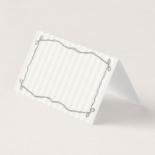 Coquette Noire Bow Beige Carte Place Décor Table (Front)