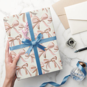Coquette  nostalgisch roze strikpatroon cadeaupapier