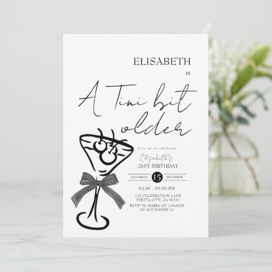 Coquette Olive Martini Invitation d'anniversaire (Debout devant)