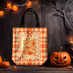 Coquette Oranje Folk Art Plaid Draagtas