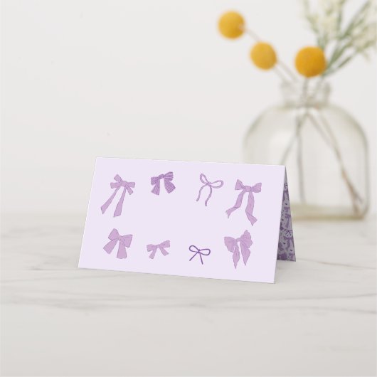 Coquette Paarse Bow Theme Party Eten Label (Voorkant)
