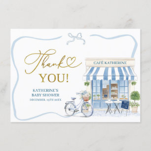 Coquette Parijse cafe Frans Blauw Bedankt Card Informatiekaartje