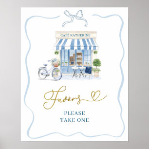 Coquette Parijse cafe Frans Blauw Favors Poster