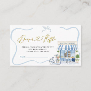 Coquette Parijse cafe Franse Blauwe Luier Raffle E Informatiekaartje