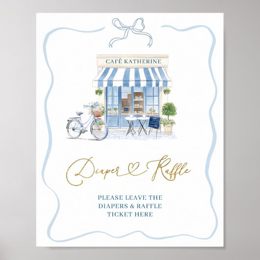 Coquette Parijse cafe Franse Luier Raffle Poster (Voorkant)