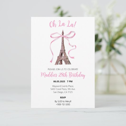 Coquette Paris Invitations d'anniversaire (Debout devant)