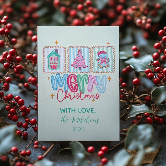 Coquette Pastel Christmas Feestdagenkaart