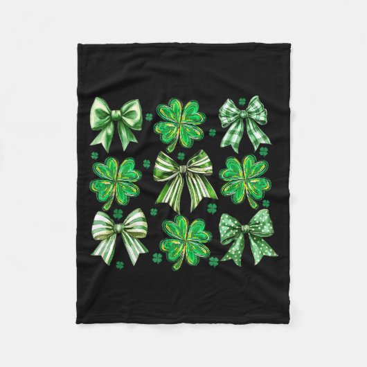 Coquette Patrick's Day Bow,shamrock Lucky Bow Funn Fleece Deken (Voorkant)