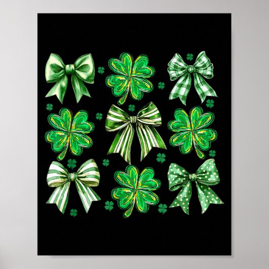 Coquette Patrick's Day Bow,shamrock Lucky Bow Funn Poster (Voorkant)