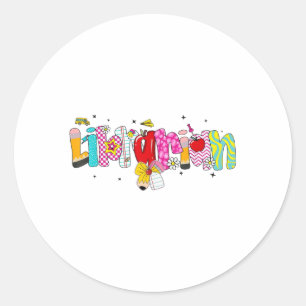 Coquette Pencil Bow Bibliothecaris Terug naar scho Ronde Sticker