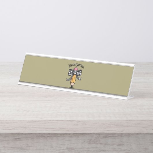 Coquette Pencil Bow Kleuterschool Bureau Naambordje (Voorkant)