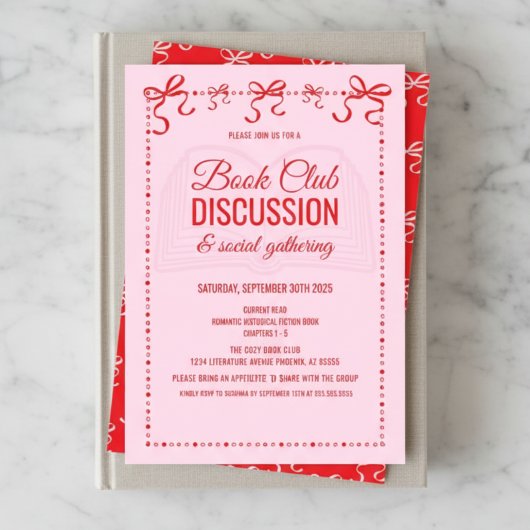Coquette Pink Book Club Invitation