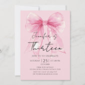Coquette Pink Bow 13 Birthday Invitation (Devant)