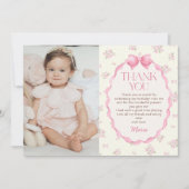 Coquette Pink Bow Anniversaire Photo Carte de reme (Devant)