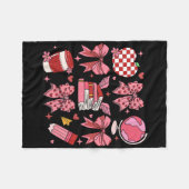 Coquette Pink Bow Apple Teacher Appreciation Valen Fleece Deken (Voorkant (Horizontaal))