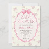 Coquette Pink Bow Baby Shower Invitation (Devant)