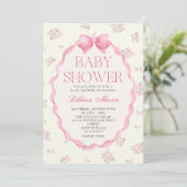 Coquette Pink Bow Baby Shower Invitation (Debout devant)