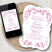 Coquette Pink Bow Baby Shower Invitation