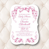 Coquette Pink Bow Baby Shower Invitation