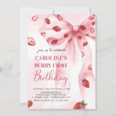 Coquette Pink Bow Berry Invitation d'anniversaire (Devant)