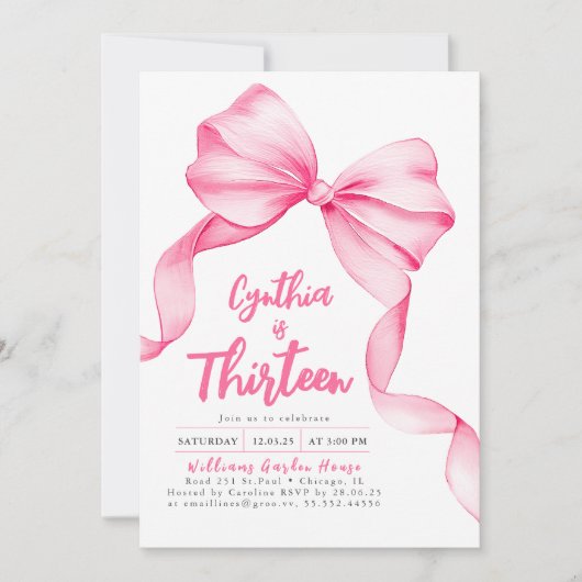 Coquette Pink Bow Birthday Kaart (Voorkant)