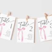 Coquette Pink Bow Brive Numéro de table Cartes de