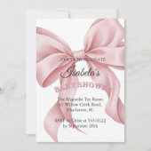 Coquette Pink Bow Girl Baby Shower Invitation  (Devant)