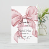 Coquette Pink Bow Girl Baby Shower Invitation  (Debout devant)