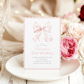Coquette Pink Bow Girl First Birthday Invitation