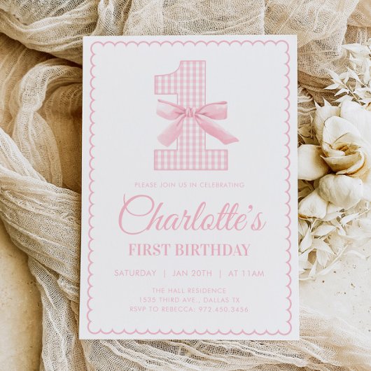Coquette PINK BOW Invitation d'anniversaire
