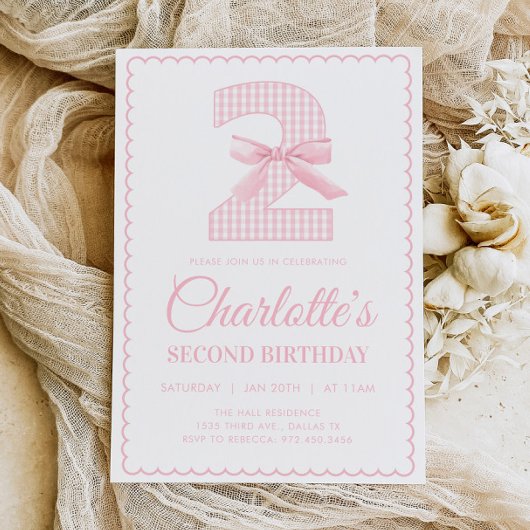 Coquette PINK BOW Invitation du 2e anniversaire