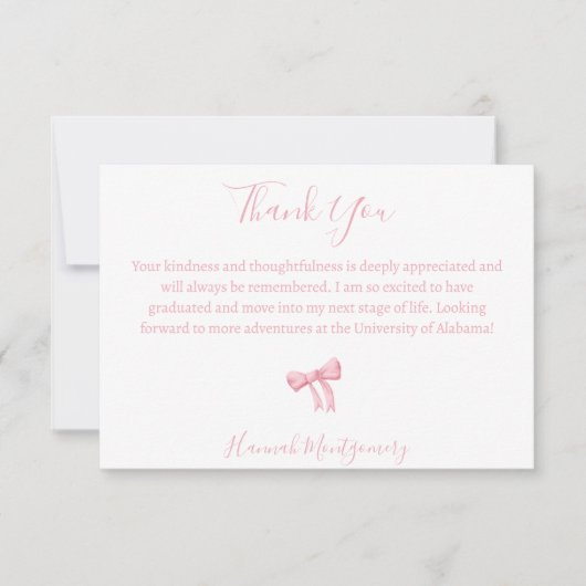 Coquette Pink Bow Merci Cartes (Devant)