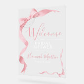 Coquette Pink Bow & Pearls Vrijgezellenfeest Welko Acryl Bord (Hoek)