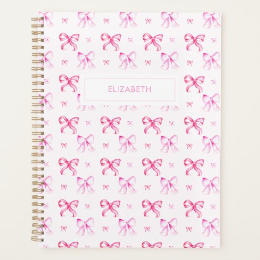 Coquette Pink Bow Preppy Girly Aesthetic Planner (Voorkant)