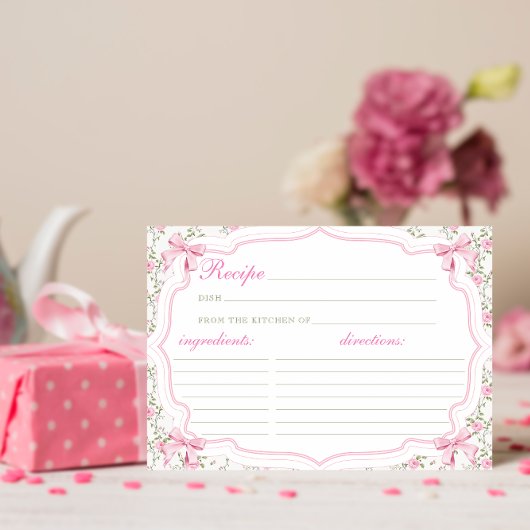Coquette Pink Bow Recept voor de bruid Recept Card