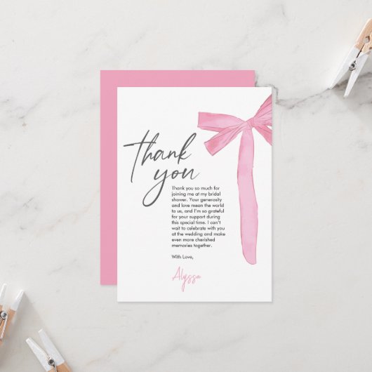 Coquette Pink Bow ribbon Bridal Shower (Voorkant / Achterkant in situ)