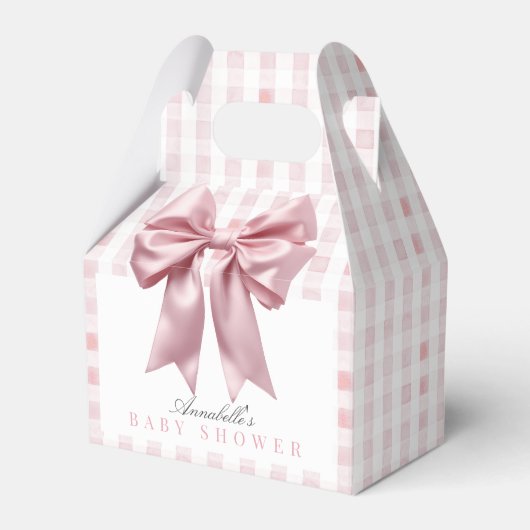 Coquette Pink Bow Ribbon Girl Baby shower Bedankdoosjes (Voorkant Zijde)