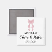 Coquette Pink Bow Save the Date Magnet Magneet (Voorkant / Achterkant)
