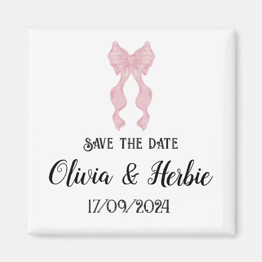 Coquette Pink Bow Save the Date Magnet Magneet (Voorkant)