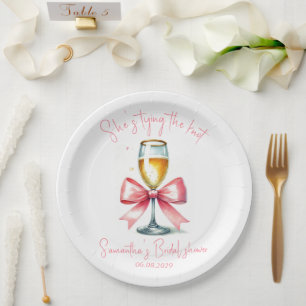 Coquette Pink Bow Vrijgezellenfeest Papieren Bordje