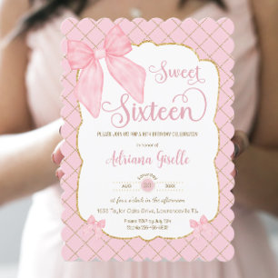 Coquette Pink Bows Sweet Sixteen 16 16e verjaardag Kaart