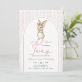 Coquette Pink Bunny Rabbit 2nd Birthday Invitation (Debout devant)