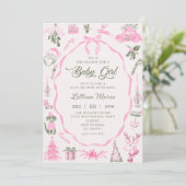 Coquette Pink Christmas Baby Shower Invitation (Debout devant)