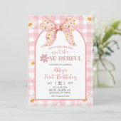 Coquette Pink Daisy Bow Birthday InvitatIon (Debout devant)