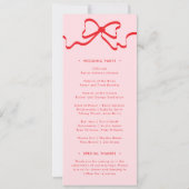 Coquette Pink Red Bow Wedding Programme (Dos)