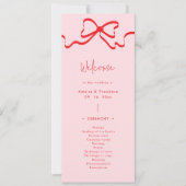 Coquette Pink Red Bow Wedding Programme (Devant)