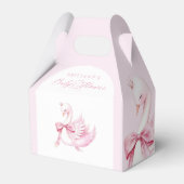 Coquette Pink Swan Baby shower Bedankdoosjes (Voorkant Zijde)